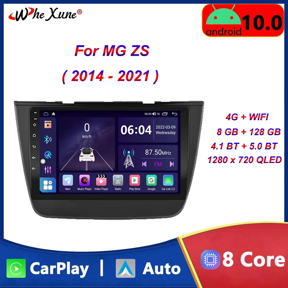 

Автомобильный радиоприемник, мультимедийный плеер Android 10, автомобильная стерео-навигация GPS Carplay, 10-дюймовый сенсорный экран для MG ZS 2014 2015 2016 ...