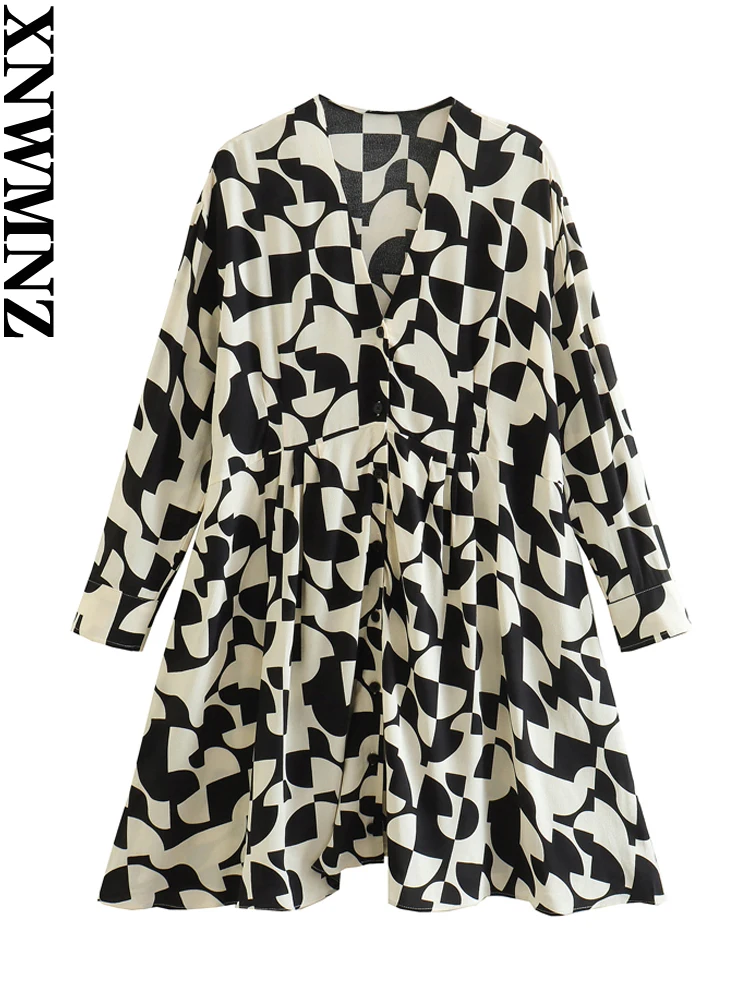 XNWMNZ 2023 Women Fashion Print Dress Woman Vintage V-neck Long Sleeve Female Chic Short Dresses
XNWMNZ 2023 Women Fashion Print Dress Woman Vintage V-neck Long Sleeve Female Chic Short Dresses
