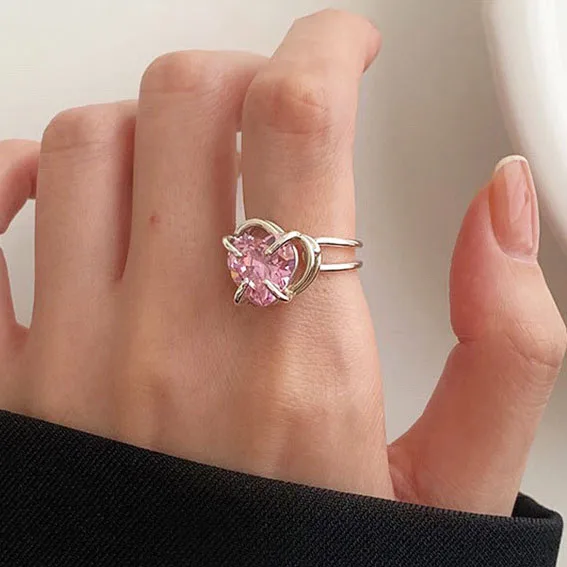 New Trend Korean Style Elegant Adjust Size Sweet Pink Crystal Love Heart Rings For Women Charms Wedding Fashion Jewelry Gift
New Trend Korean Style Elegant Adjust Size Sweet Pink Crystal Love Heart Rings For Women Charms Wedding Fashion Jewelry Gift