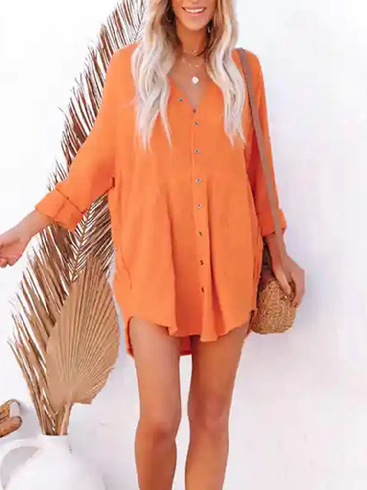 Блузка женская однотонная с длинным рукавом, Модный повседневный Свободный Топ с лацканами, однобортная рубашка, элегантная офисная одежда...
Блузка женская однотонная с длинным рукавом, Модный повседневный Свободный Топ с лацканами, однобортная рубашка, элегантная офисная одежда...