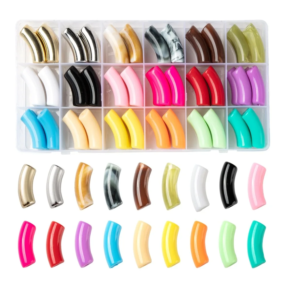 1 Box Opaque Acrylic Curved Tube Beads Plastic Curved Noodle Slide Beads for Bracelets Bangles Jewelry Making Craft Supplies
1 Box Opaque Acrylic Curved Tube Beads Plastic Curved Noodle Slide Beads for Bracelets Bangles Jewelry Making Craft Supplies
