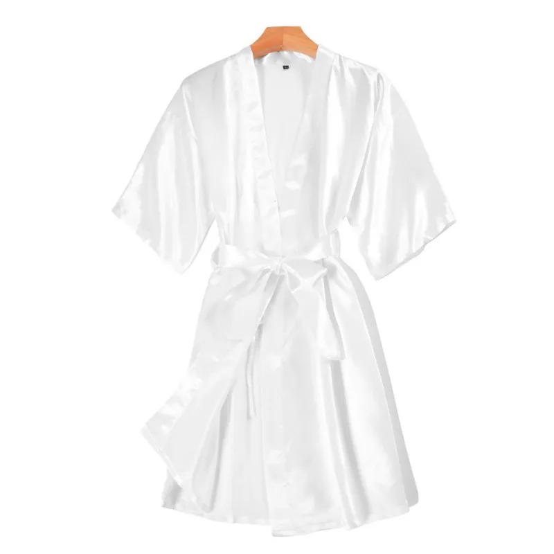 

Satin Robe Female Intimate Lingerie Sleepwear Silky Bridal Wedding Gift Casual Kimono Bathrobe Gown Nightgown Sexy Nightwear