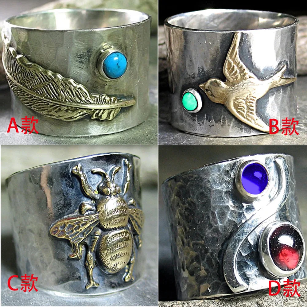 Vintage Boho Electroplating Two-tone Opal Rings For Men And Women Leaf Hummingbird Pattern Ring Jewelry Accessories Holiday Gift
Vintage Boho Electroplating Two-tone Opal Rings For Men And Women Leaf Hummingbird Pattern Ring Jewelry Accessories Holiday Gift