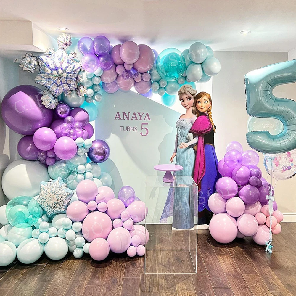 

114pcs Disney Frozen Theme Elsa Anna Princess Balloon Garland Arch Kit Snowflake Foil Ballon Birthday Baby Shower Party Decorati