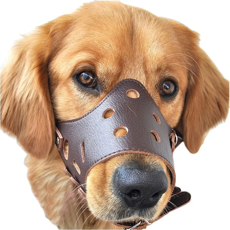 

Soft Leather Muzzle for Dogs Anti-Biting Secure Adjustable & Breathable Pet Small Large Dogs Muzzle Allows Drinking & Eating