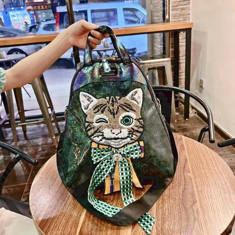 Real Leather Back Packs Bag for Women Kitten Cute Women's Backpack Large Capacity School sac a dos
Real Leather Back Packs Bag for Women Kitten Cute Women's Backpack Large Capacity School sac a dos