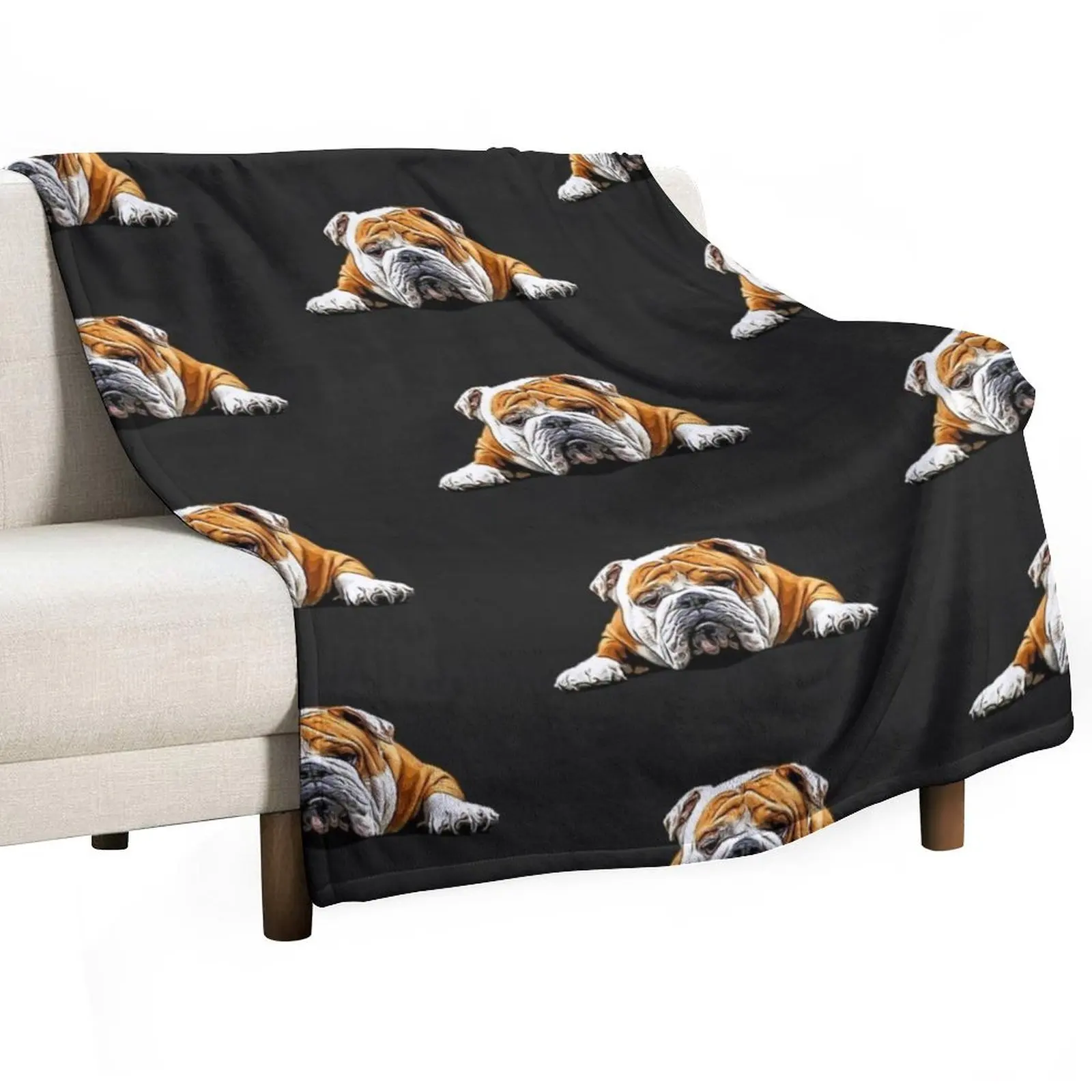 Bulldog Chill Pose - пледы с английским бульдогом одеяла для диванов теплое зимнее одеяло