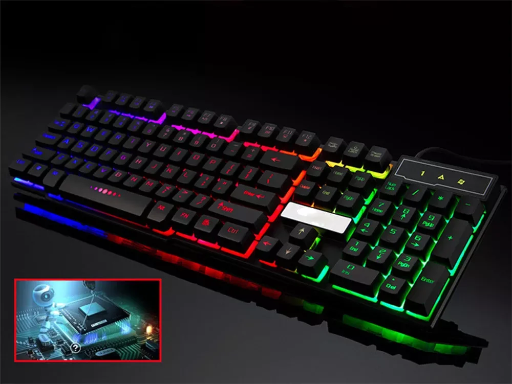 

Colorful Gaming keyboard Crack LED Wired Keyboard USB Backlit Rainbow Waterproof Ergonomic Keyboards For Laptop PC Gamer 20j4
