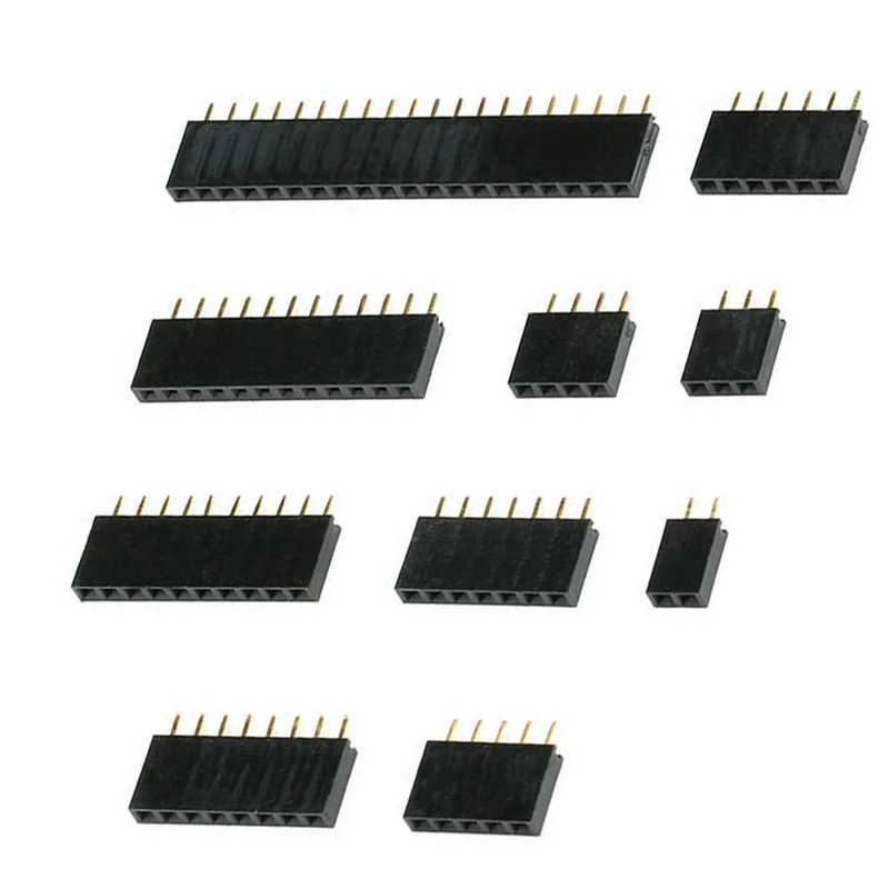 100Pcs/lot 2.54mm Pitch 2/3/4/5/6/7/8/9/10/12/20/40 Pin Female Single Row Straight Header Strip Connector For PCB
100Pcs/lot 2.54mm Pitch 2/3/4/5/6/7/8/9/10/12/20/40 Pin Female Single Row Straight Header Strip Connector For PCB
