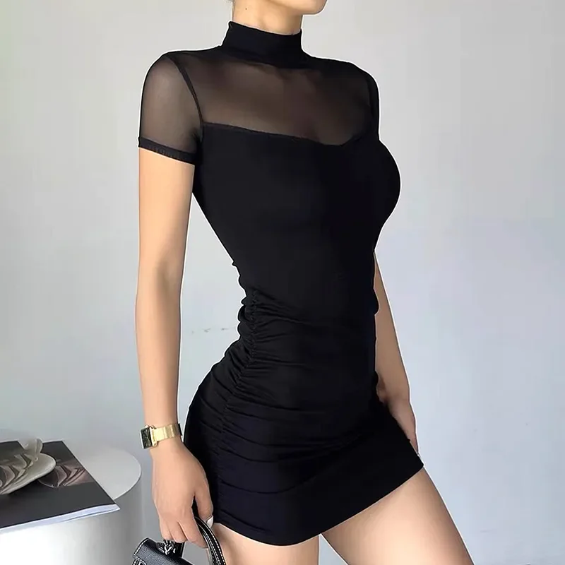 CUTENOVA Goth Dark Mock Neck Y2k Bodycon Mini Dresses Gothic Women Mesh Patchwork Sheer Party Dress
CUTENOVA Goth Dark Mock Neck Y2k Bodycon Mini Dresses Gothic Women Mesh Patchwork Sheer Party Dress
