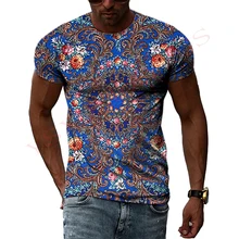 Chinese Ethnic Tribes Characteristic Clothing Printed 3D Men Women Summer Gorgeous Avant-Garde Round Neck Short-Sleeved T-shirt