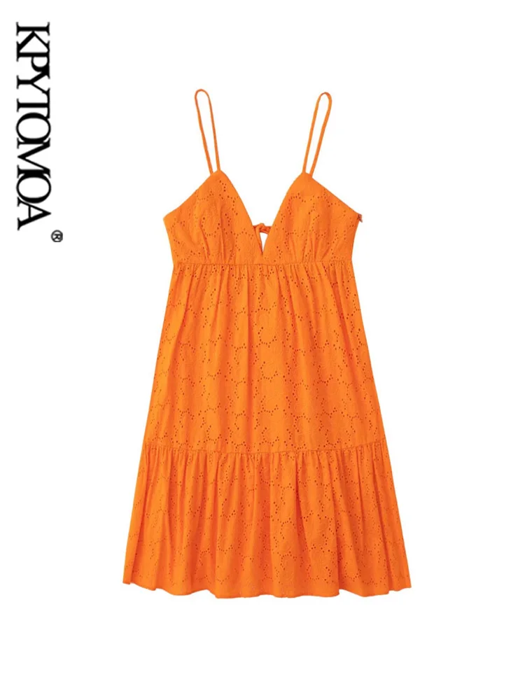 KPYTOMOA Women Fashion With Tied Cutwork Embroidery Mini Dress Vintage Backless Side Zipper Thin Straps Female Dresses Vestidos 
KPYTOMOA Women Fashion With Tied Cutwork Embroidery Mini Dress Vintage Backless Side Zipper Thin Straps Female Dresses Vestidos