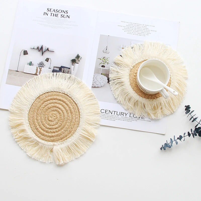12/14cm Ins Tassel Insulated Mat Cotton Woven Tableware Mat Scandinavian Style Household Coasters Table Decoration Accessories
12/14cm Ins Tassel Insulated Mat Cotton Woven Tableware Mat Scandinavian Style Household Coasters Table Decoration Accessories