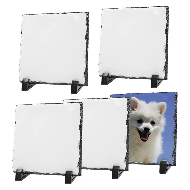 5 Pack Sublimation Slate Blanks Stone Slate Picture Frame Heat Transfer Rock Photo Plaque 6X6 Inch With Display Stand
5 Pack Sublimation Slate Blanks Stone Slate Picture Frame Heat Transfer Rock Photo Plaque 6X6 Inch With Display Stand