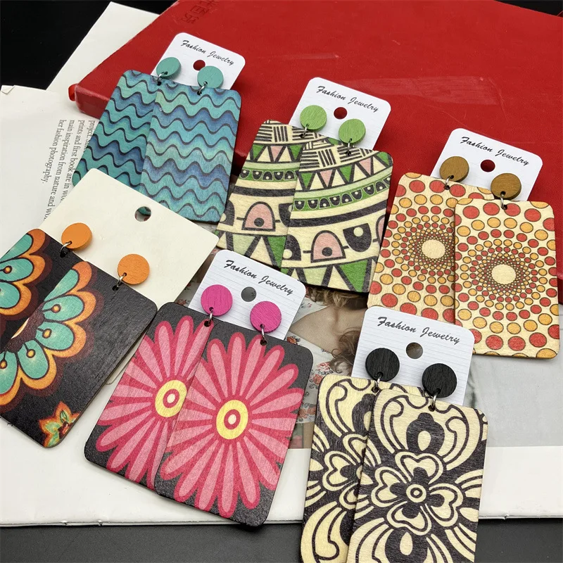 Bohemian Vintage Big Square Wooden Earrings for Women Ethnic Long Painting Pattern Personality Earring Vacation Bijoux Boho Gift
Bohemian Vintage Big Square Wooden Earrings for Women Ethnic Long Painting Pattern Personality Earring Vacation Bijoux Boho Gift