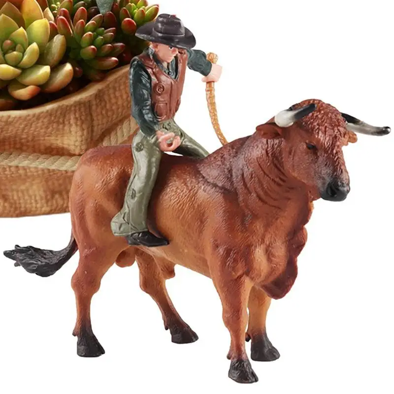 

Cowboy Bull Riding Toys Realistic Spanish Bullfighter Cattle Forest Figurines Rodeoes Collection Playset Preschool Science