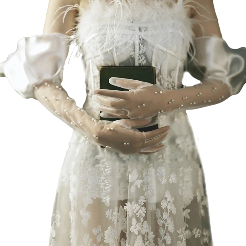 2023 New Bride Long Mesh Lace Pearl Gloves Elbow Length Tulle Gloves Elegant Tea Party for Women Wedding Bridal Ornaments
2023 New Bride Long Mesh Lace Pearl Gloves Elbow Length Tulle Gloves Elegant Tea Party for Women Wedding Bridal Ornaments