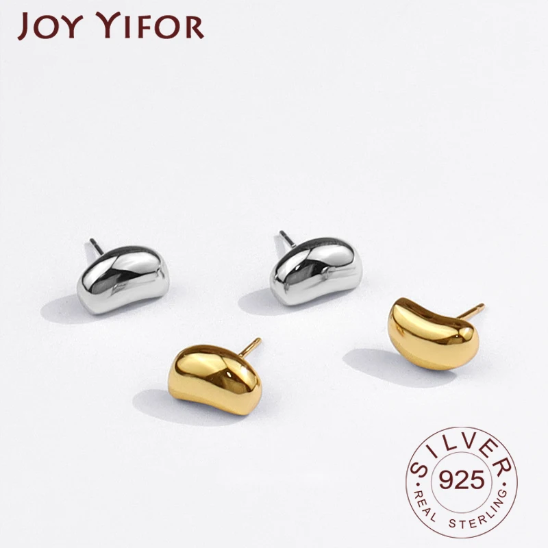 

Minimalist 925 Stamp Silver Stud Earrings Waterdrop Gold Geometric Ellipse Handmade Earrings Party Accessories Jewelry Gift