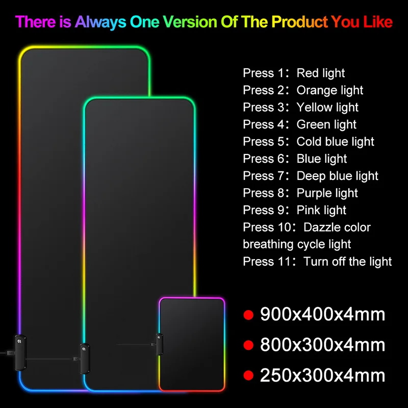 Mouse Pad RGB Backlit 14 Groups of Lights USB Non-Slip Base Blanket Mat for Gaming Laptop Computer Extended Illuminated
Mouse Pad RGB Backlit 14 Groups of Lights USB Non-Slip Base Blanket Mat for Gaming Laptop Computer Extended Illuminated