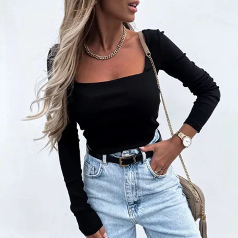 2022 Spring U Neck Slim Fit Bodycon Office Blosues Women Elegant Solid Knitted Tops Pullover Autumn Long Sleeve Streetwear Blusa
2022 Spring U Neck Slim Fit Bodycon Office Blosues Women Elegant Solid Knitted Tops Pullover Autumn Long Sleeve Streetwear Blusa