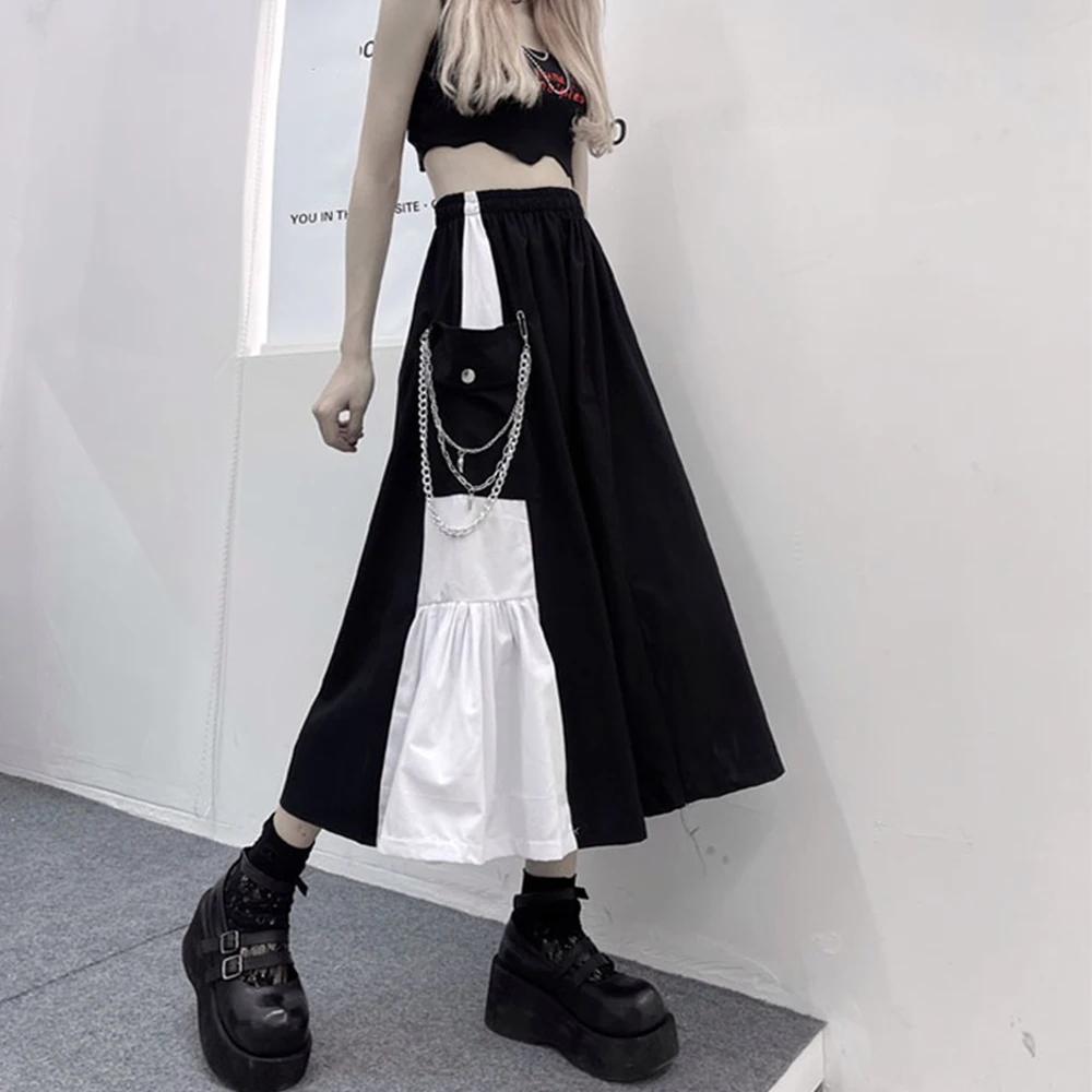 Goth Midi Skirts Women Lace Up Patchwork Colors Ruffle High Waist Skirt Vintage A Line Pleated Skirt Summer
Goth Midi Skirts Women Lace Up Patchwork Colors Ruffle High Waist Skirt Vintage A Line Pleated Skirt Summer