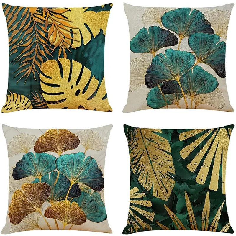 Square Throw Pillow Covers Pack of 4 Green and Gold Leaves Cushion Covers Linen Sofa Cushions 45cm x 45cm
Square Throw Pillow Covers Pack of 4 Green and Gold Leaves Cushion Covers Linen Sofa Cushions 45cm x 45cm