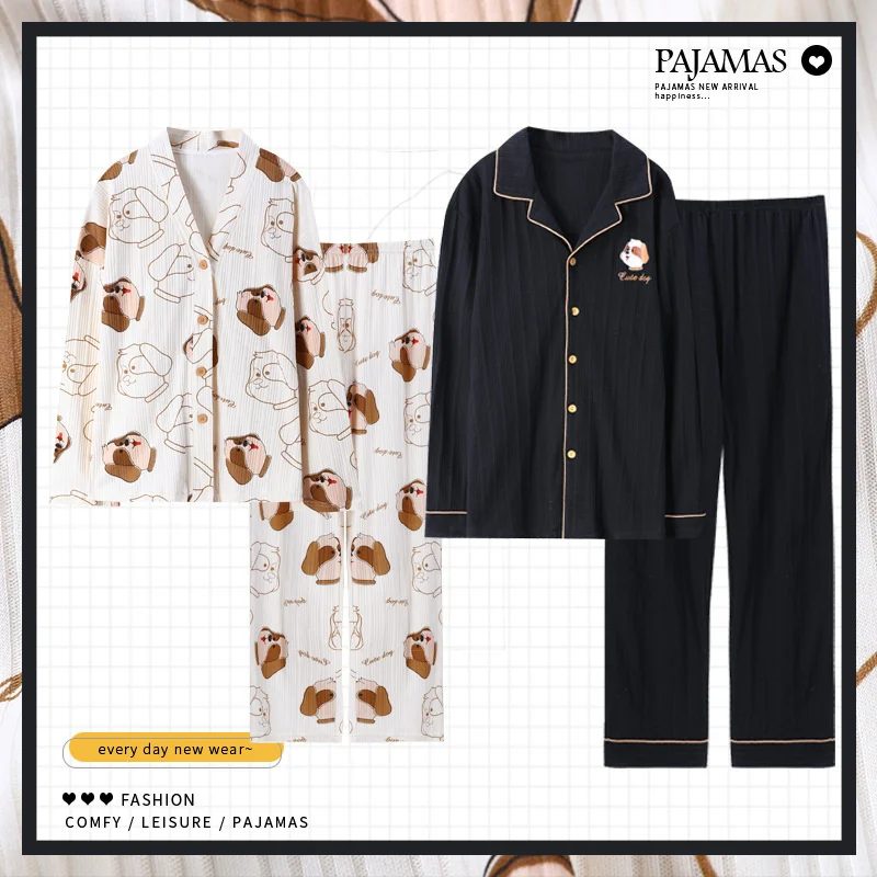 2022 new style pajamas women's autumn winter long sleeved trousers cardigan lapel cotton men's large home clothes
2022 new style pajamas women's autumn winter long sleeved trousers cardigan lapel cotton men's large home clothes