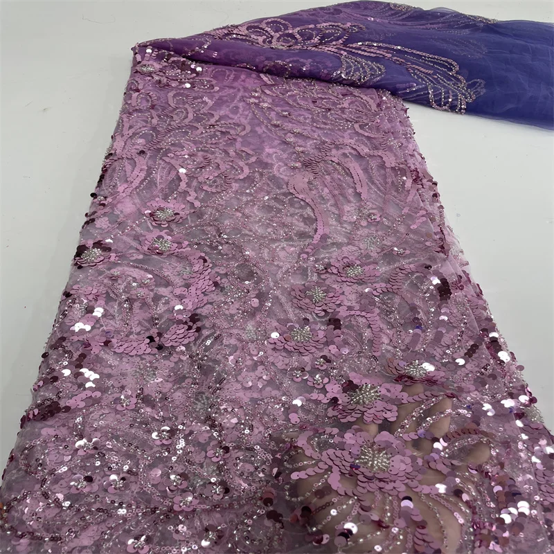 African Pink Handmade Sequins Tulle Lace French Mesh 5 Yard Fabric 2022 High Quality Luxury Beaded Lace Nigerian For Prom Dress
African Pink Handmade Sequins Tulle Lace French Mesh 5 Yard Fabric 2022 High Quality Luxury Beaded Lace Nigerian For Prom Dress