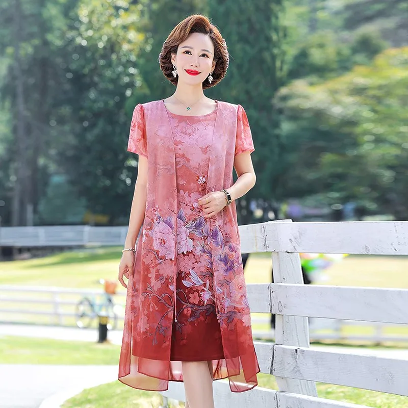Fake two pieces Print Short Sleeve Midi Dress Women Korean Vintage Luxury Party Vestidos Summer Elegant Loose Waist Dress
Fake two pieces Print Short Sleeve Midi Dress Women Korean Vintage Luxury Party Vestidos Summer Elegant Loose Waist Dress