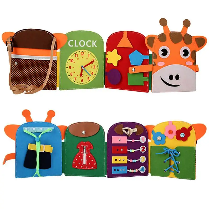 

Войлочная сумка, занятая активностью жираф, игрушка Монтессори, занятая книга, самолёт, игрушка для путешествий для малышей, для машины, дошкольного путешествия