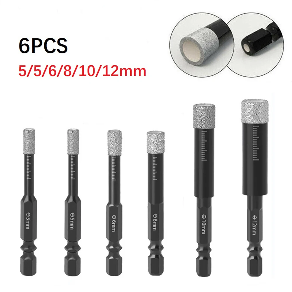 6pcs 5/6/8/10/12mm Diamond Dry Drill Bits Hexagon Shank Vaccum Brazed Hole Saw Drill Bits For Marble Ceramic Tile Stone
6pcs 5/6/8/10/12mm Diamond Dry Drill Bits Hexagon Shank Vaccum Brazed Hole Saw Drill Bits For Marble Ceramic Tile Stone