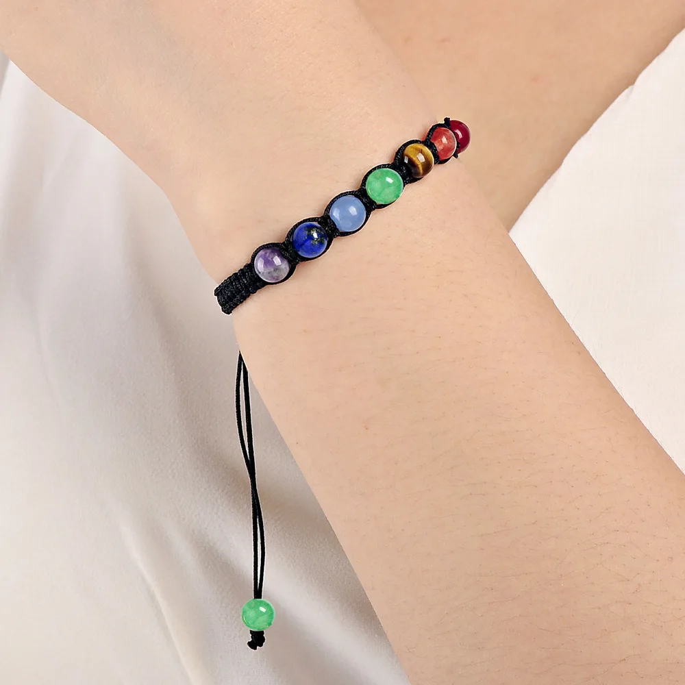 

6 8 10mm Amethyst Beads Stone Multicolored Woven Bracelet Tiger Eye Stone Yoga Bracelets For Women Wholesale