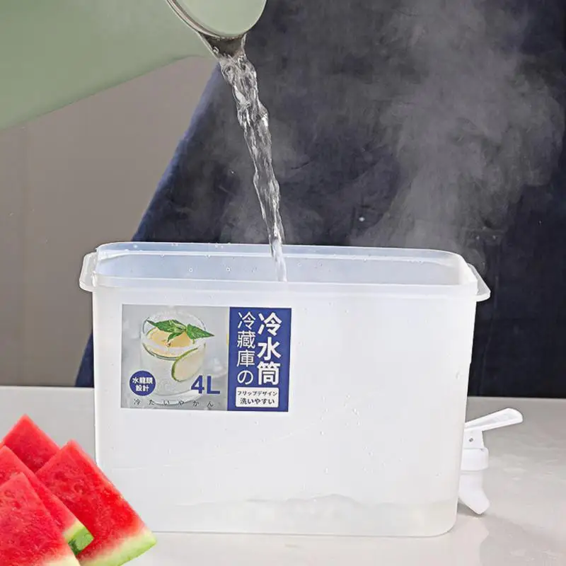 

4000 мл чайник для холодной воды с краном кувшин для фруктового сока диспенсер для напитков в холодильнике чайник кувшин бытовой охлаждающий контейнер для воды ведро