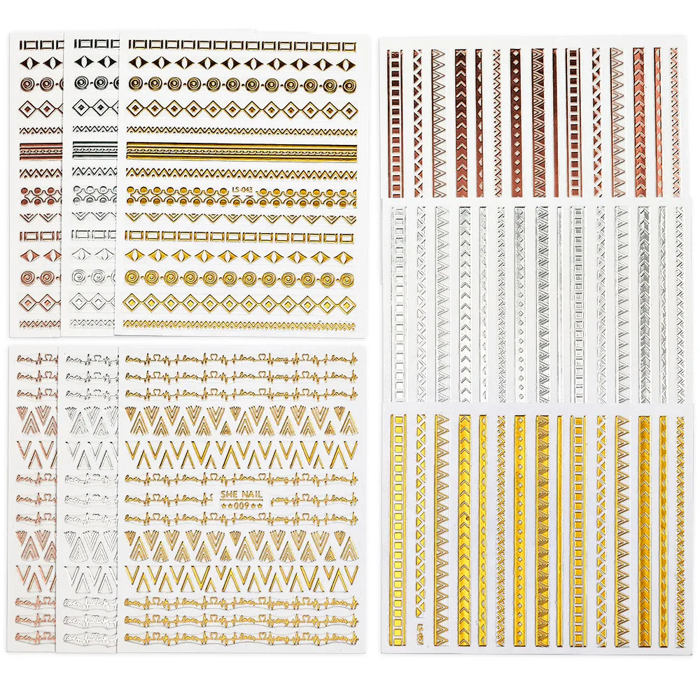 1pcs Gold Sliver 3d Nail Art Stickers Self Adhesive Geometric Butterfly Line Love Heart Mixed Design Decals Nail Art Decorations
1pcs Gold Sliver 3d Nail Art Stickers Self Adhesive Geometric Butterfly Line Love Heart Mixed Design Decals Nail Art Decorations