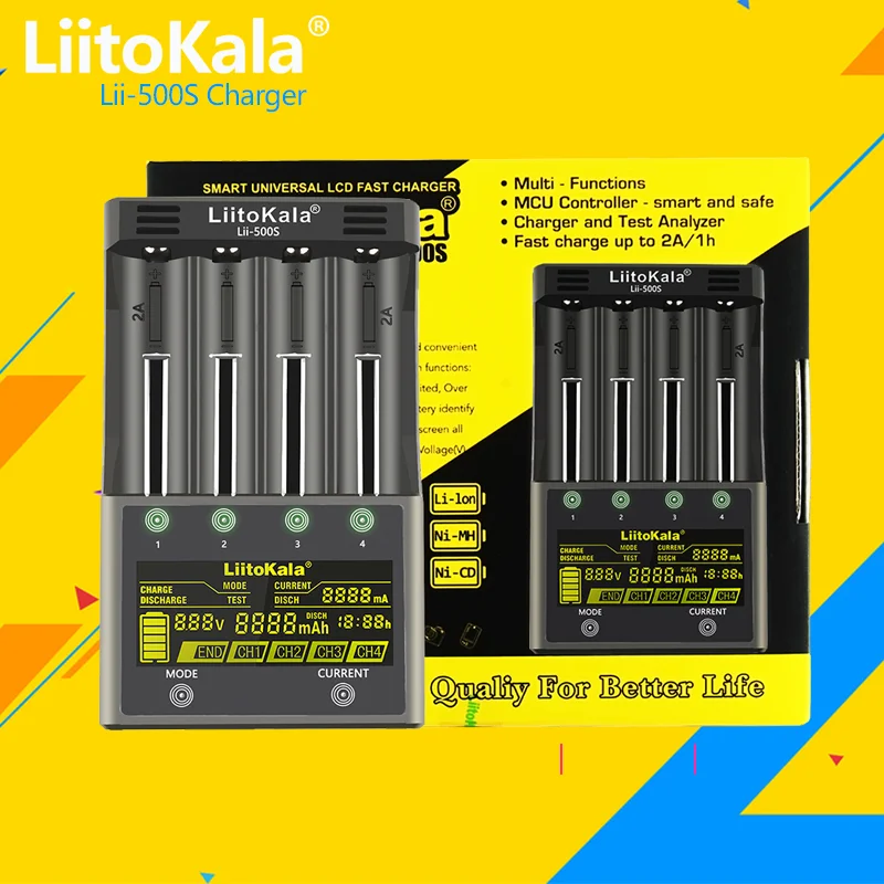 1-5PCS LiitoKala Lii-500S 18650 LCD Battery Charger for 26650 16340 18350 3.7V 1.2V Ni-MH Ni-Cd Li-ion Test battery capacity 
1-5PCS LiitoKala Lii-500S 18650 LCD Battery Charger for 26650 16340 18350 3.7V 1.2V Ni-MH Ni-Cd Li-ion Test battery capacity