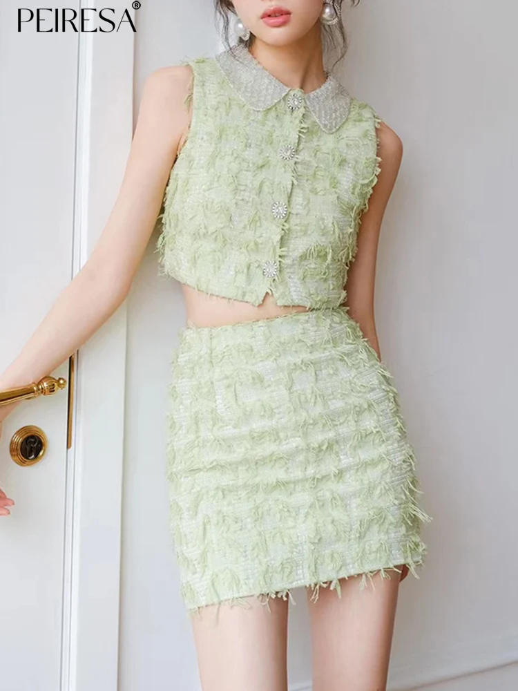 PEIRESA 2023 Summer New In Celebrity Skirt 2 Piece Set Women Patchwork Burr Lapel Single Breasted Tops Mini Skirt Luxury Design
PEIRESA 2023 Summer New In Celebrity Skirt 2 Piece Set Women Patchwork Burr Lapel Single Breasted Tops Mini Skirt Luxury Design