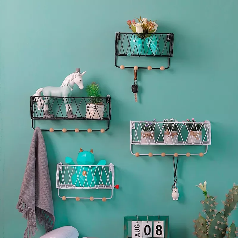 Simple Iron Wall Storage Rack With Hook Key Chain Hat Towel Frame Home Kitchen Bathroom Decoration Potted Plant Display Shelf
Simple Iron Wall Storage Rack With Hook Key Chain Hat Towel Frame Home Kitchen Bathroom Decoration Potted Plant Display Shelf