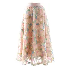 Flower sequins fairy gauze skirt 2022 spring and summer new long umbrella skirt luxurious designer skirt