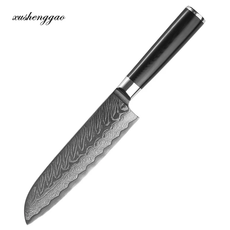 

Genuine Damascus Knife 10Cr15MoV 67 Layers Damascus Steel 7 Inch Sharp Santoku Chef Slicr Sushi Cleaver Kitchen Knife G10 Handle