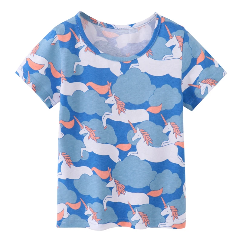 Jumping Meters New Summer Girls T-shirt Short Sleeve Cartoon Unicorn Print Knitting Breathable for Cotton Home Clothes 2-7years
Jumping Meters New Summer Girls T-shirt Short Sleeve Cartoon Unicorn Print Knitting Breathable for Cotton Home Clothes 2-7years