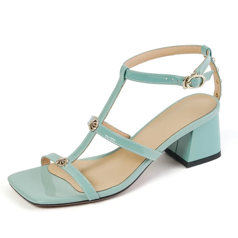Women T-Strap Sandals SmallHut New 2023 Spring Summer Blue White High Thick Heels Sexy Square Toe Buckle Metal Decoration Shoes
Women T-Strap Sandals SmallHut New 2023 Spring Summer Blue White High Thick Heels Sexy Square Toe Buckle Metal Decoration Shoes