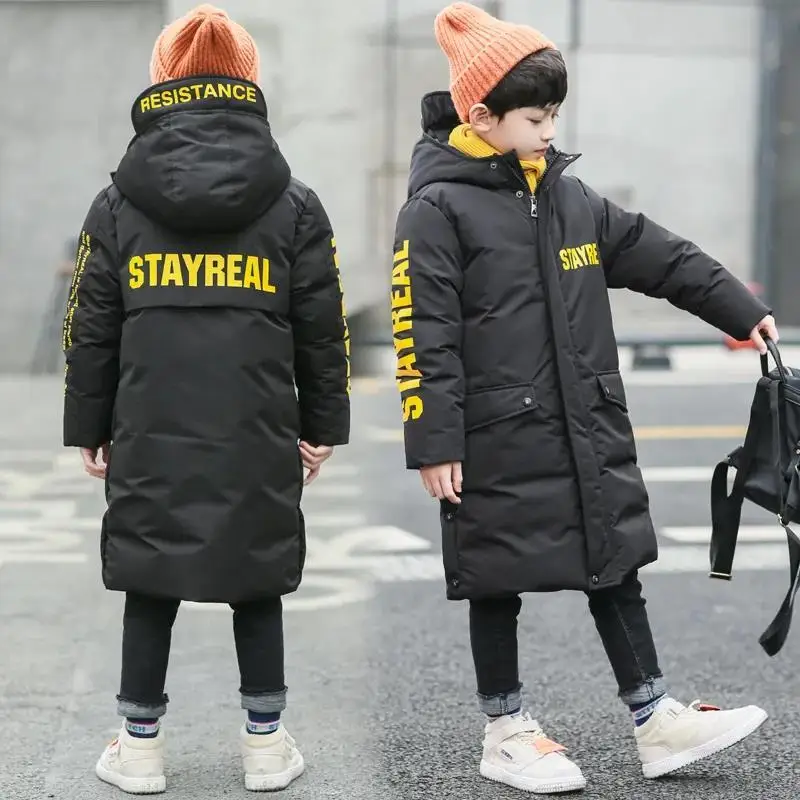 

-30 degrees High quality Winter Boys Long Coat Clothes overcoat Snowsuit Thick Hooded Parka warm cotton Jacket For Kids clothing