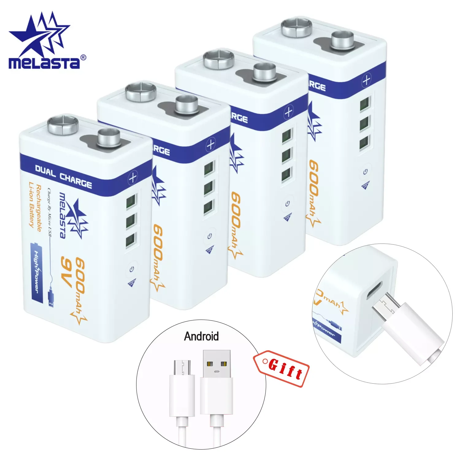 Melasta 2/ 4PCS 9V 6F22 USB 600mAh Li-Ion Rechargeable Battery for Smoke Alarm Wireless Microphone Guitar EQ Intercom Multimeter
Melasta 2/ 4PCS 9V 6F22 USB 600mAh Li-Ion Rechargeable Battery for Smoke Alarm Wireless Microphone Guitar EQ Intercom Multimeter