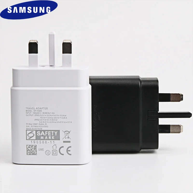 Original Samsung 45W PPS PD Super Fast Charger UK Plug 1/1.5M Dual Type C USB Data Cable For Galaxy S21 S20 S22 Ultra A91 A90 
Original Samsung 45W PPS PD Super Fast Charger UK Plug 1/1.5M Dual Type C USB Data Cable For Galaxy S21 S20 S22 Ultra A91 A90