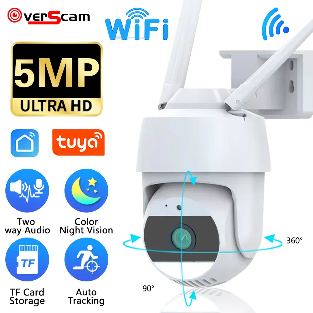 5MP Wireless IP Camera Outdoor Security Wifi PTZ Camera 5MP HD Auto Tracking Video Surveillance CCTV Camera P2P Tuya APP
5MP Wireless IP Camera Outdoor Security Wifi PTZ Camera 5MP HD Auto Tracking Video Surveillance CCTV Camera P2P Tuya APP