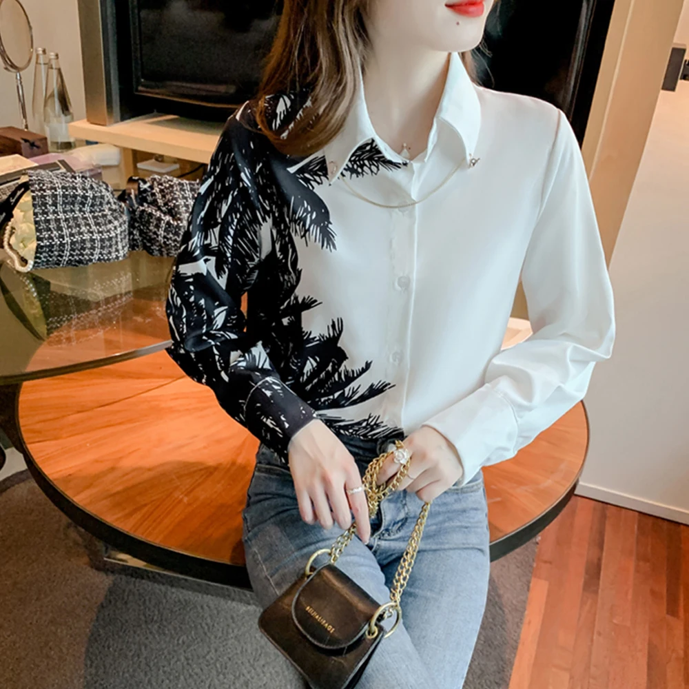 Блузка женская с длинным рукавом и круглым вырезом, на цепочке 
Блузка женская с длинным рукавом и круглым вырезом, на цепочке