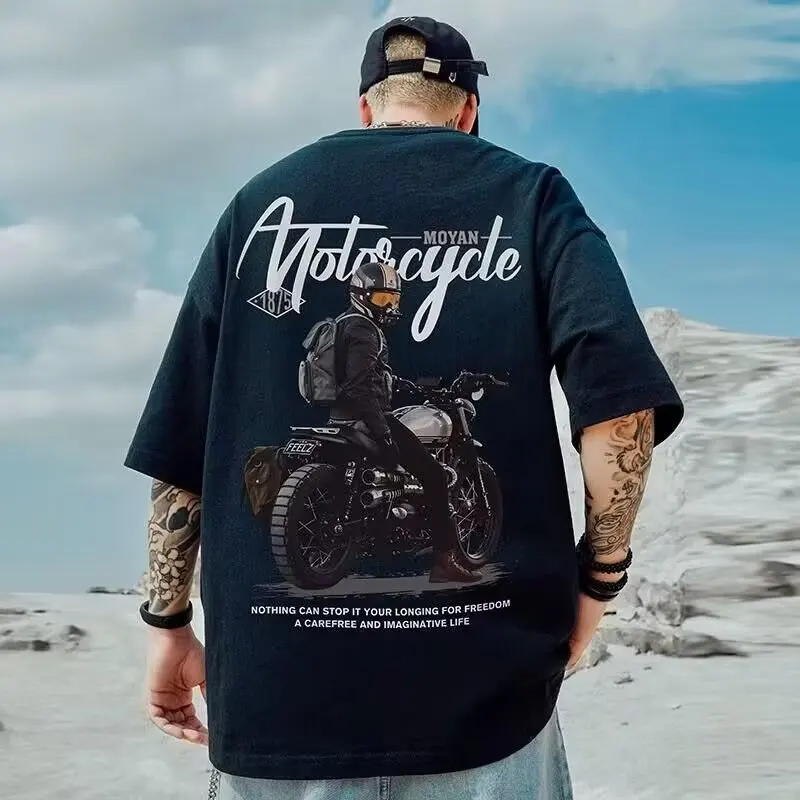 Motorcycle Streetwear Men Printed T-shirts 2023 Summer Oversized Cotton Casual Short Sleeve Tee Shirt American Style Unisex 
Motorcycle Streetwear Men Printed T-shirts 2023 Summer Oversized Cotton Casual Short Sleeve Tee Shirt American Style Unisex