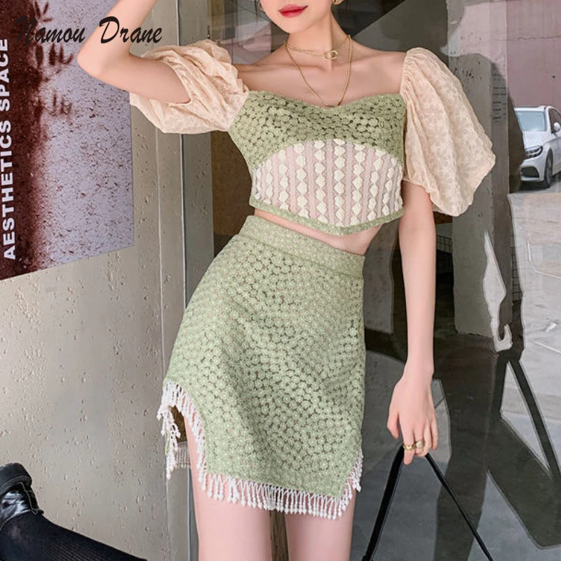 Namou Drane Women's Suit Summer 2022 New Square Collar Short Sleeve Short Top + High Waist Slit Mini Butt Wrap Skirt 2 Pieces
Namou Drane Women's Suit Summer 2022 New Square Collar Short Sleeve Short Top + High Waist Slit Mini Butt Wrap Skirt 2 Pieces