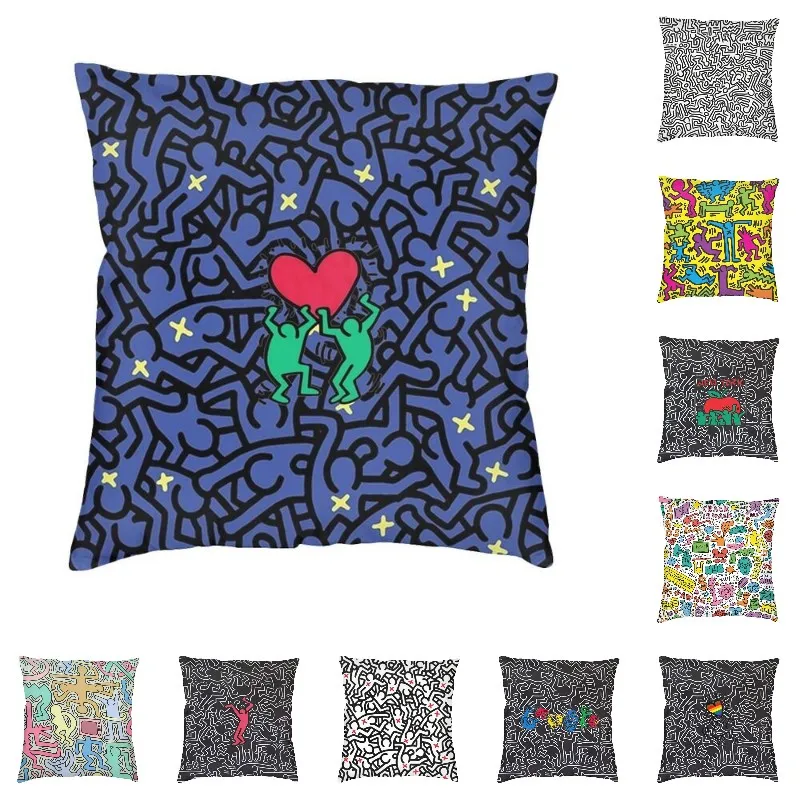 Modern Mickey Haring Dancers Graffiti Cushion Cover Keiths Pop Human Art Throw Pillow Case for Living Room Pillowcase
Modern Mickey Haring Dancers Graffiti Cushion Cover Keiths Pop Human Art Throw Pillow Case for Living Room Pillowcase