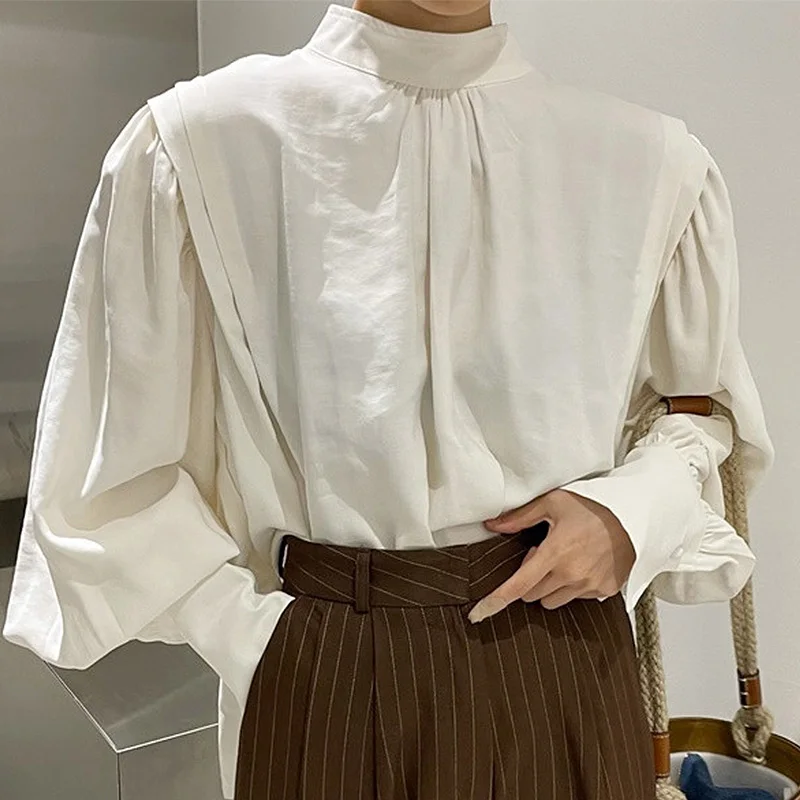 Stylish Chemise Shirts VONDA Women Casual Mock Neck Pleated Tops Femme Button Shirts Long Sleeved Loose Streetwears Blouses
Stylish Chemise Shirts VONDA Women Casual Mock Neck Pleated Tops Femme Button Shirts Long Sleeved Loose Streetwears Blouses